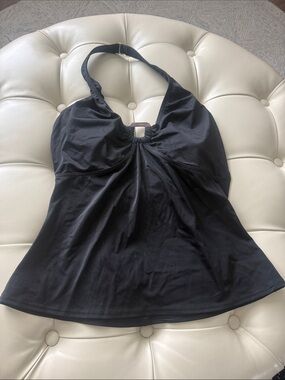 Black Halter Swim Tankini Top